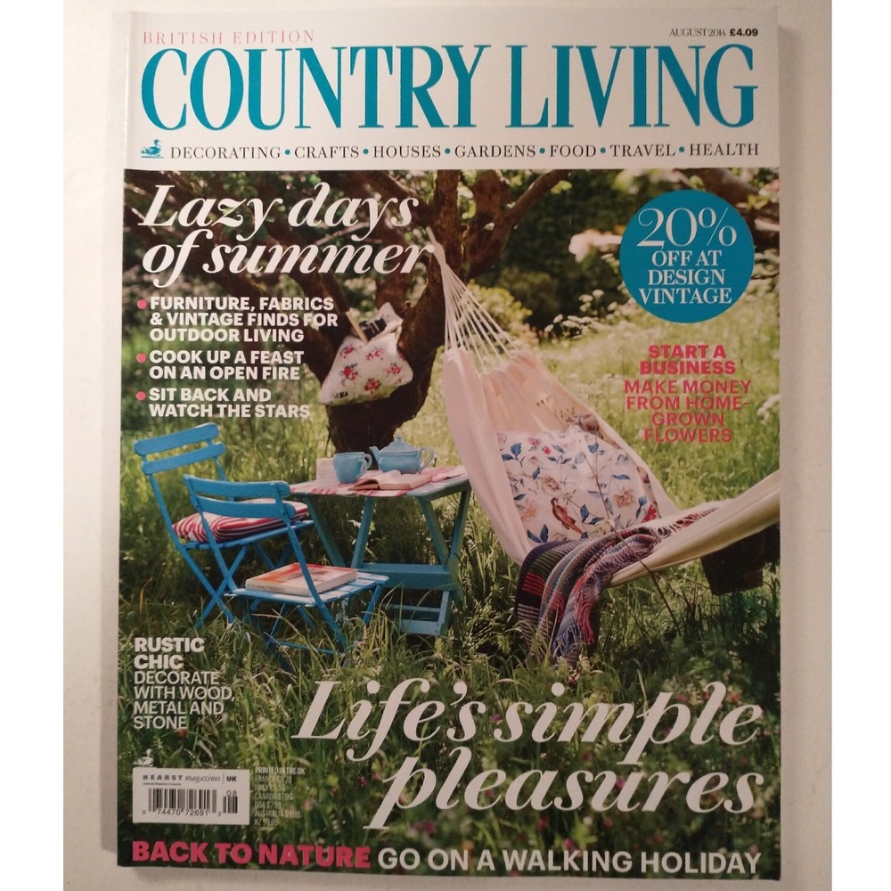 Country Living Magazine British Edition August 2014 Lazy Days of Summer Decor